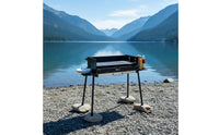 Stainless Steel Charcoal Barbecue Grill with Side Shelves Heat-Resistant Charcoal Grill with Side Tables Compact Heavy-Duty for Campers, Camping, Backyard