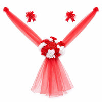 Transparent Tulle Wedding Car Decoration Kit V-Shaped Drape Wedding Car Decoration Set Butterfly-Style Flowers Flower Hood Garland Kit Windshield Strip