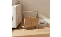 Woven Paper Rope Basket Handwoven Rectangular Basket with Metal Frame Neutral Magazine Holder for Bedroom