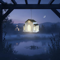 Solar Hanging Bird Feeder with Illuminated Bird Feeder Weatherproof Garden Decor for Patio