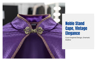 Plush Stand Collar Cloak, Court Style, Multicolor, Metal Buckle, Flowing Cape for Stage, Cosplay