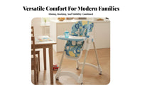 Space Saving Multi-Function High Chair with Tray Easy to Clean Foldable Feeding Chair with Tray 5-Point Harness Reclinable Seat for Toddlers, Infants, Newborns, Home, Kitchen, Living Room, Travel
