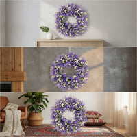 Lavender Wreath Full Spring Wreath Artificial Faux for Wall Decor, Farmhouse