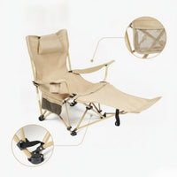 Breathable Reclining Lounge Chair with Headrest Stable Folding Recliner Heavy-Duty Portable Outdoor Chair Comfortable for Camping, Backyard