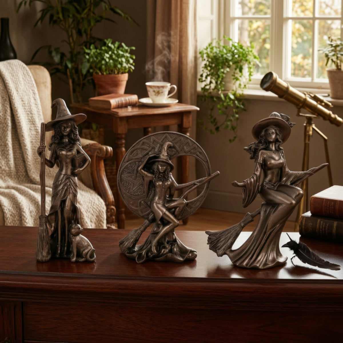 3 Pieces Witch Figurine Enchanting Witch Figurines Gothic Gothic Fantasy Ornament for Decorators, Collectors, Mantel