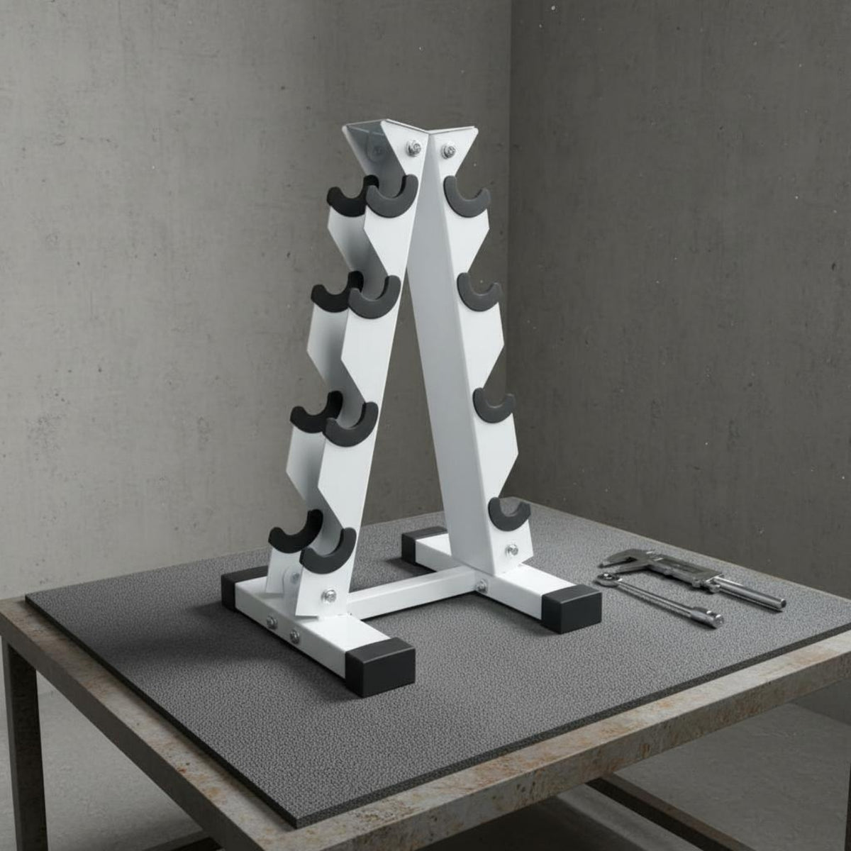 Space Saving V-Shaped Dumbbell Rack Heavy Duty 4-Tier Weight Stand Anti-Slip Pads 4 Pair Dumbbell Stand Easy Assembly for Home Gym Users, Personal Trainers, Garage, Apartment