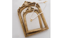 Jewelry Display Frame Gold-Finished Jewelry Display with Fabric Panel Ornate Necklace Holder with Hooks for Craft Fairs