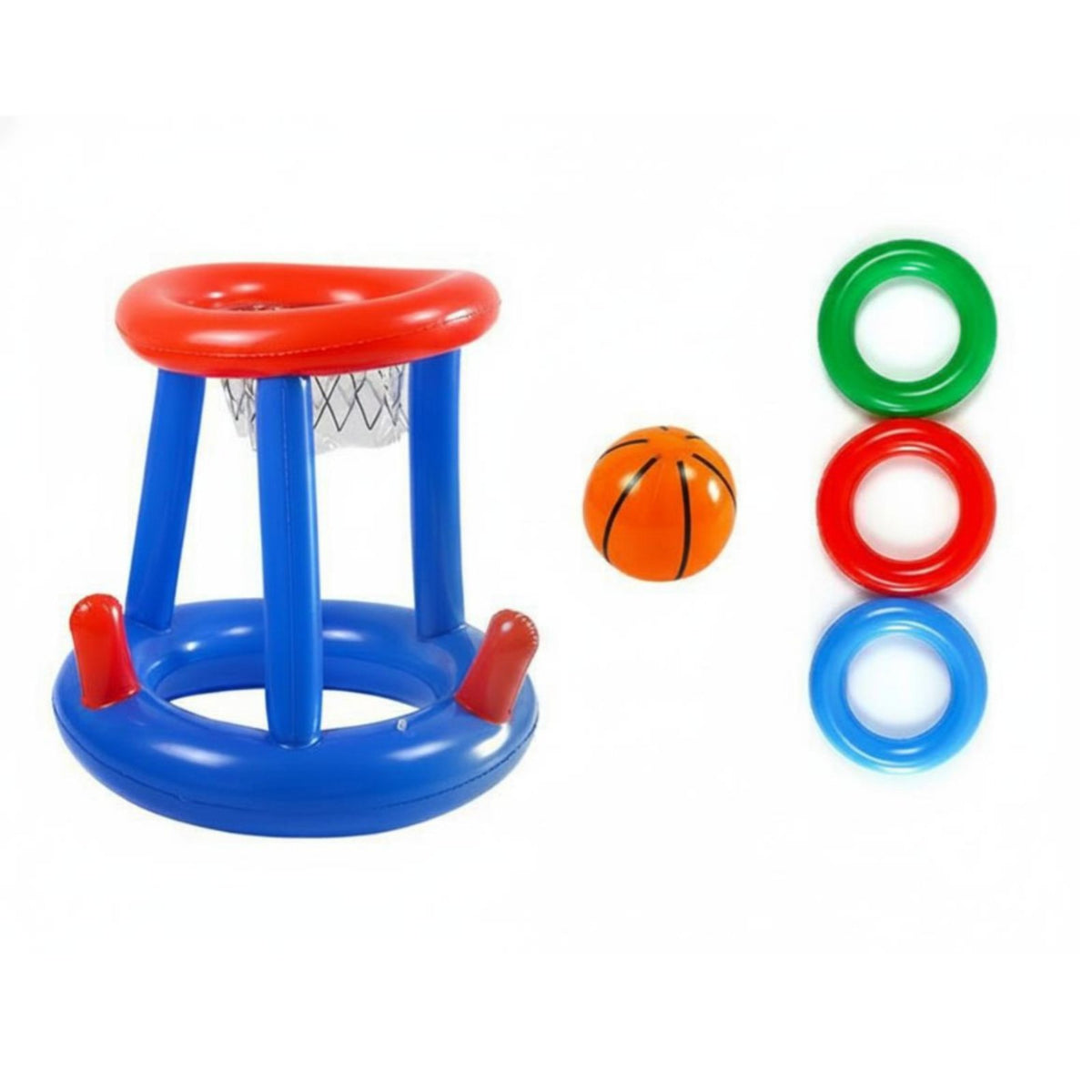 5 Pieces Thick PVC Material Floating Basketball Loop Toss Set Quick Inflate & Deflate 2-in-1 Pool Game Set Leak Resistant for Children