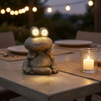 Solar Frog Ornament Seated Design Solar Frog Statue Outdoor Decor for Living Room