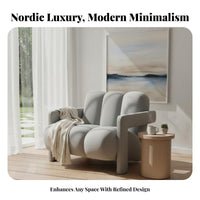 Nordic Design Channel-Tufted Single Sofa Minimalist Design Lounge Chair Thick Cushion Seating Furniture High-Density Foam for Hotel Managers, Interior Designers, Business Owners, Reception Area, Living Room, Bedroom, Reading Nook