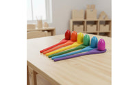 Improves Fine Movement Skills Egg and Spoon Race Game Sturdy Wood Construction Wooden Egg and Spoon Set Water-Based Paint Wooden Balance Relay Game Bright Colors for Preschoolers, Toddlers, Team Building, Kindergarten, Party Activities, Outdoor