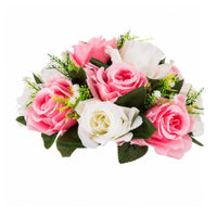 Artificial Rose Arrangement Lightweight Faux Floral Centerpiece Silk Fake Flower Centerpiece for Tabletop Decoration, Dining Table
