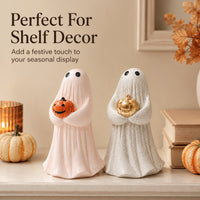 Halloween Pumpkin Ghost Dog Resin Figurine for Party Decor