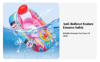 Car Squeaker Swim Seat Cartoon Design Inflatable Car Float Thick Sturdy PVC Stee Loop Wheel Swim Loop for Infants, Young Children, Outdoor, Beach