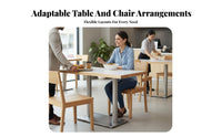 Sintered Sta surface Canteen Table and Chair Group Waterproof abrasion-resistantResistant Square Table and 4 Chairs Set sturdyDuty Frame Commercial Furniture Modern Design for Cafe Proprietors, Business Owners, Fast Food Joint, Dining Hall, Bistro