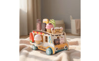 Tabletop Ice Cream Truck Toy Educational Wooden Ice Cream Truck Smooth Pretend Playset Bright for Children, Toddlers, Playroom