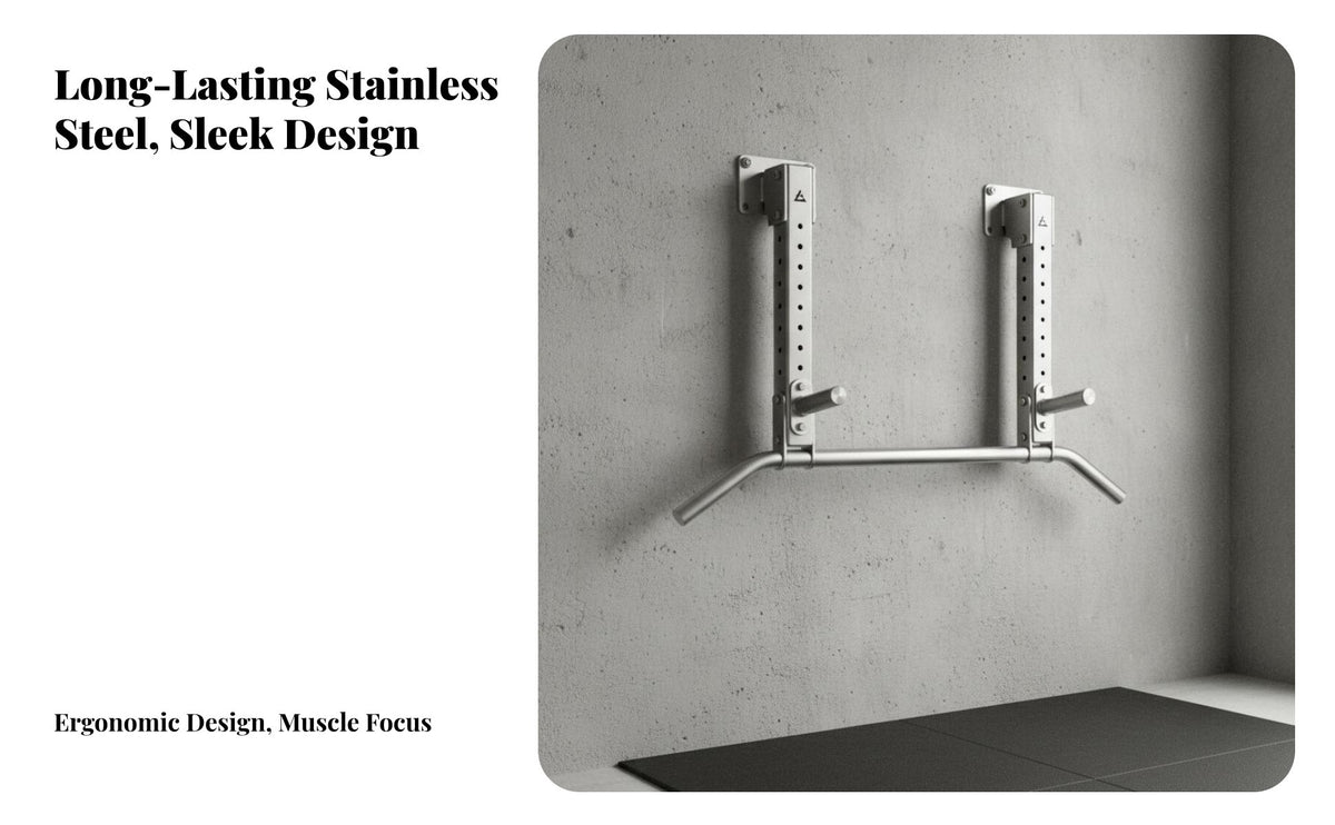 304 Stainless Steel Wall Mounted Pull-up Bar High Weight Capacity Wall Mounted Pull up Bar Multifunctional Home Gym Equipment Ergonomic Design for Fitness Enthusiasts, Athletes, Bodybuilders, Indoor, Strength Training, Garage, Basement