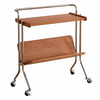 Vintage Design 2-Tier Rolling End Table Multi-Functional Mobile Storage Space-Saving Design Serving Cart Sturdy Construction for Apartment Dwellers, Homeowners, Office Workers, Living Room, Kitchen, Small Spaces, Bedroom