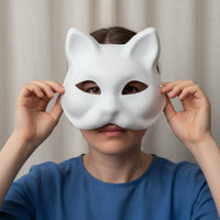 White Paper Mache Mask Customizable Craft Supply with Elastic for Cosplay