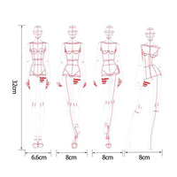 4 Pieces Flat Fashion Figure Template Exact Body Template Ruler Transparent Fashion Illustration Ruler Set Slim for Garment Design