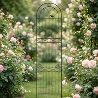 Square Iron Cucumber Trellis, 50cm Dark Metal Vine Trellis for Climbing Flowers Support with Stakes