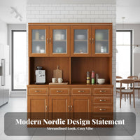 Multi-Functional Wooden Sideboard Cabinet Versatile Dining Room Buffet Long-Lasting Kitchen Buffet Sideboard Rounded Corners for Homeowners, Families, Interior Decorators