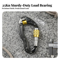 Lightweight 25KN Pulley Carabiner Anti-Slip Grip Locking Pulley Carabiner Snag Snag-Resistant Climbing Hardware for Rescue Workers, Outdoor Enthusiasts, Mountaineering, Rappelling, Caving, Working at Height