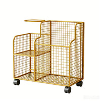 Rolling Wire Storage Trolley Grid-styleGrid Sports Equipment Trolley Sports Gear Trolley Multi-Section Metal Storage Stand