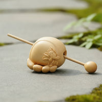 Wooden Fishes with Mallet Traditional Wooden Fishes Handcrafted Temple Block for Buddhists, Desk, Altar
