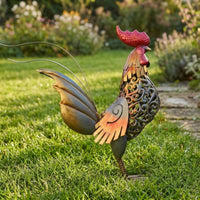 Cockerel Figurine Farmhouse Metal Cockerel Hollow Decor for Collectors, Bookshelf