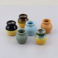 6 Pieces Miniature Ceramic Vase Semi-Glazed Mini Vase Models Realistic Vessel for Collectors, Crafters