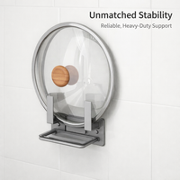 Cabinet Wall Mount Rack for Lid Storage and Pot Organizer, Aluminium Kitchen with Drainage Tray for Countertop