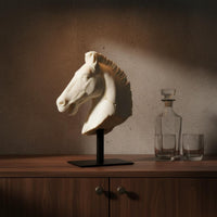 Horse Head Statue Realistic Details Retro Horse Head Statue Textured Equestrian Bust Decor for Study, Beverage Cabinet