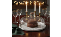 Ceramic Cake Plate with Glass Dome High Temperature Fired Cake Stand with Dome Cover Glass Food Cloche Nordic Design Servingware