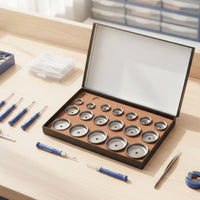18 Pieces Watch Case Back Press Dies Compact Watch Crystal Press Dies Cup-Shaped for Workshop