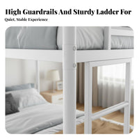 Metal Bunk Bed Frame Space Saving Steel Bunk Bed High Guardrail Bedroom Furniture for Teenagers, Students, Small Apartment, Dormitory, Dorm Room
