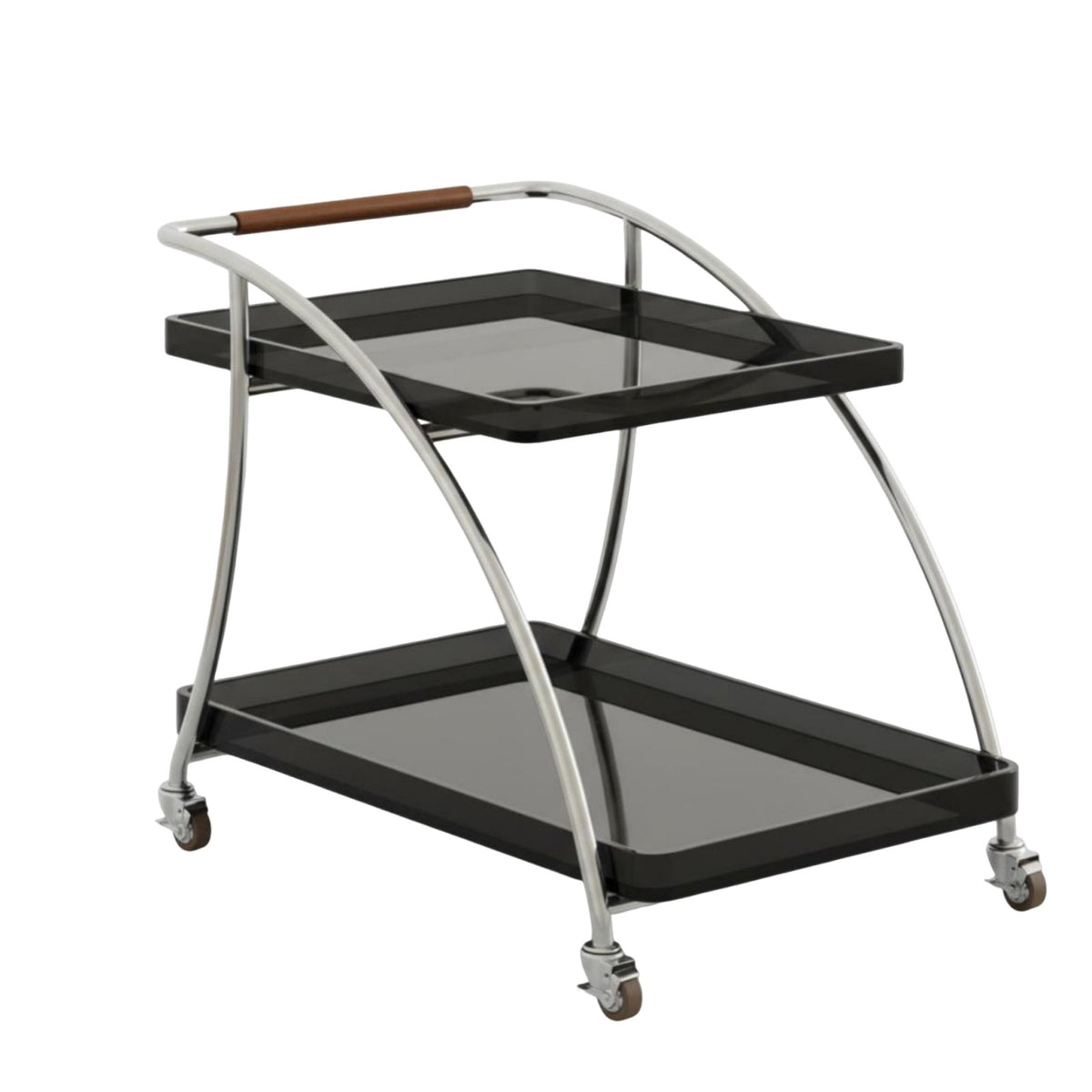 Transparent Design 2-Tier Rolling Trolley Movable with casters Mobile Furniture Space-Saving Utility trolley Multi-Functional for Small Apartment Dwellers, Office Workers, Living Room, Bedroom, Bathroom, Kitchen