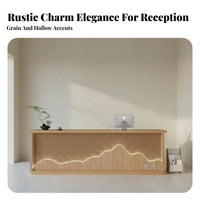 Minimalist Aesthetic Cashier Counter Fully Assembled Wooden Welcome Desk LED Reception Desk for Hotel Managers, Receptionists, Lobby, Office