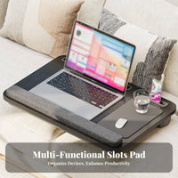 Lightweight Laptop Table for Bed Multi-Functional Cushioned Lap Desk Ergonomic Design for Students, Teleworking Workers, Car, Travel