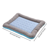 Summer Dog Cooling Mat with Raised Edge Foam Cat Cooling Bed with Padded Border Ice Silk Pet Bed with Raised Edge Easy to Clean for Pets, Floor, Apartment