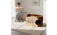Cat Scratcher Bed Wooden Cat Lounge with Scratcher Curved Furniture for Cats, Kittens, Living Room, Home