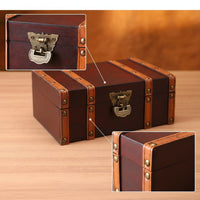 Wooden Keepsake Box with Hinged Lid Rustic Wooden Box with Hinged Lid Antique-Themed Storage Chest for Vanity, Desk, Shelf