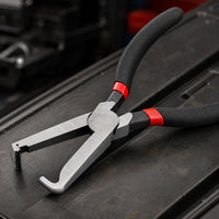 Heat-Treated Automotive Cutting Plier Forged Serrated Cutting Plier Curved Handles Long Reach Wire Snips for Auto Repair, Small-Space Work