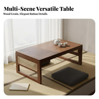 Space-Saving Solid Wood Tatami Table Multi-Functional Tatami Sitting Table Strong Load-Bearing Foldable Low Profile Desk Easy to Clean for Apartment Dwellers, Renters, Students, Balcony, Small Apartments, Living Room, Bedroom