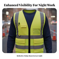 Breathable Reflective Safety Vest Lightweight High Visibility Vest Safety Apparel Long-Lasting for Workers, Security Personnel, Roadside, Nighttime, Warehouses, Outdoor Activities
