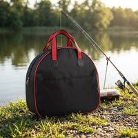 Waterproof Fishing Rod Sleeve for Rod Protection, Black Square 2-Layer Fishing Bag, Thickened Portable Pouch with Steel Ring