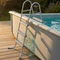 Above Ground Pool Ladder Gray Pool Ladder with Steel Frame Stable for Backyard