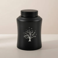 Urn with Tree of Life Pattern Long-Lasting Memorial Urn Vessel Cylindrical Decorative for Remembrance Altar, Home