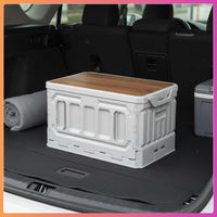 Space-Saving Car Trunk Organizer Box Portable Seatable Camping Box Large Capacity Heavy Duty Trunk Container Multi-Functional for Campers, Picnickers, Outdoor, Picnic, Road Trips