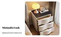 Light Luxury Design 3-Drawer Nightstand Compact Size 3-Drawer Wavy Front End Table Curved Edges Bedroom Furniture effortlessGliding Drawers for Interior Design Enthusiasts, Homeowners, Apartment, Living Room, Hallway, Office